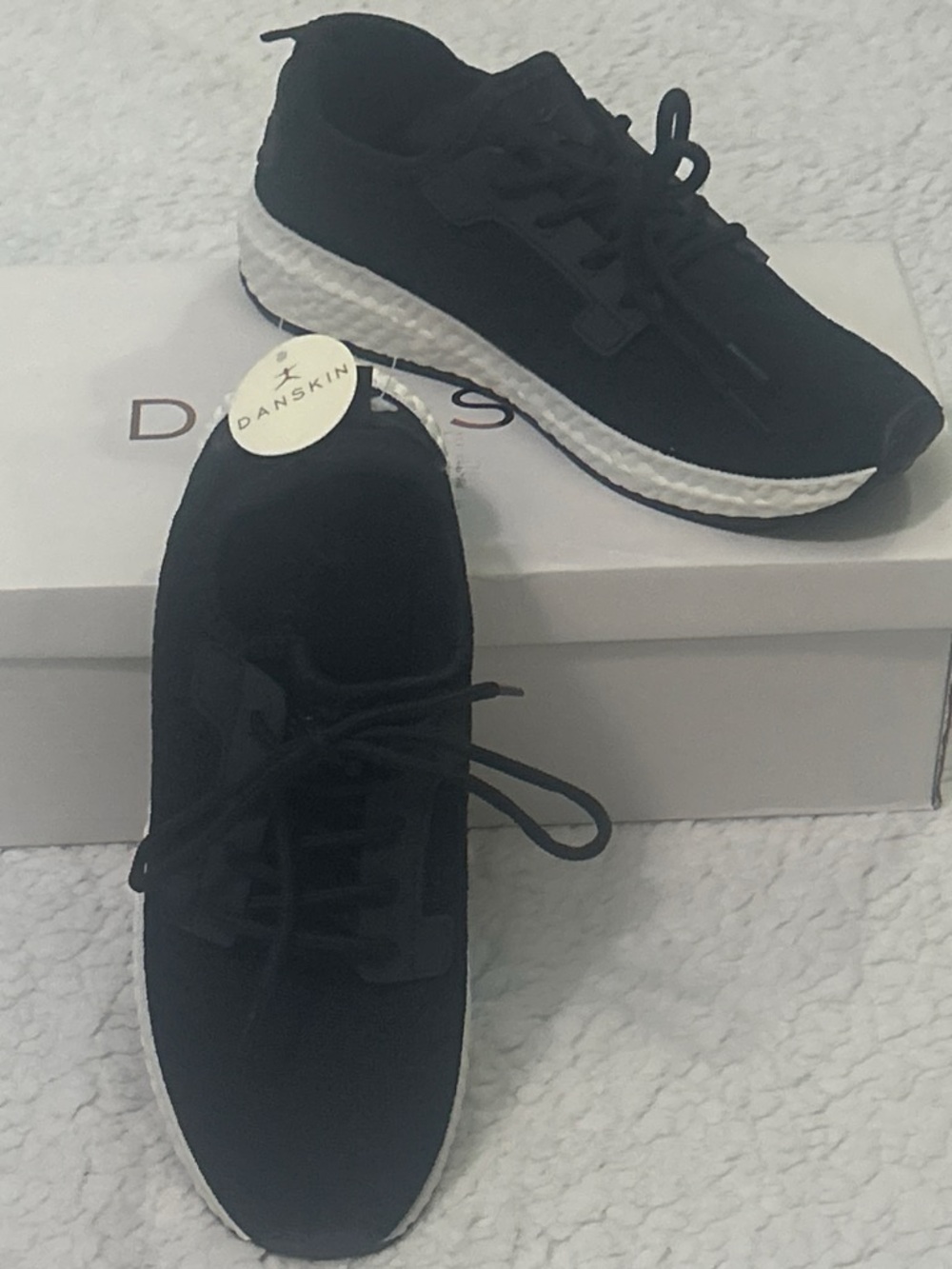 Danskin Black Vibe Knit Athletic Sneakers, Ultra Light Comfort Memory Foam